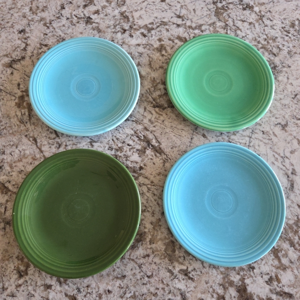 Vintage Homer Laughlin Fiestaware Set of Four Colorful Ceramic Plates USA